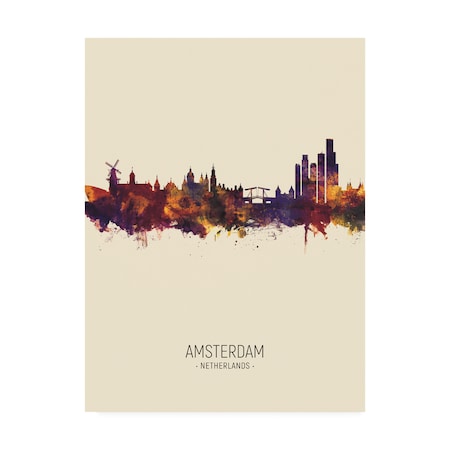 Michael Tompsett 'Amsterdam The Netherlands Skyline Portrait III' Canvas Art,14x19
